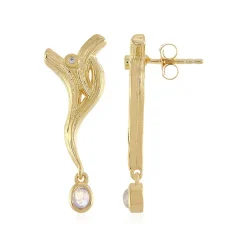 AAA-Regenbogen-Mondstein-Silberohrringe