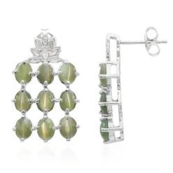 Alexandrit-Katzenauge-Silberohrringe