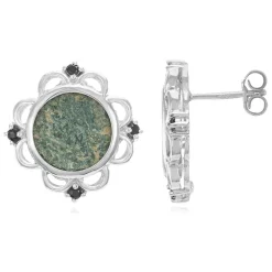 Antikes Witwen-Scherflein-Silberohrringe (Hebräische Schrift: Füllhorn)