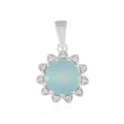 Aqua-Chalzedon-Silberanhänger