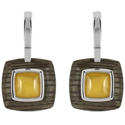 Baltischer Bernstein-Silberohrringe mit Mooreiche