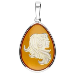 Baltischer Bernstein-Silberanhänger Jungfrau