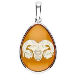 Baltischer Bernstein-Silberanhänger Widder