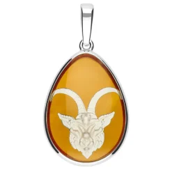 Baltischer Bernstein-Silberanhänger Steinbock