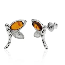 Baltischer Bernstein-Silberohrringe