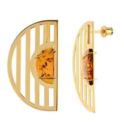 Baltischer Cognac-Bernstein-Silberohrringe