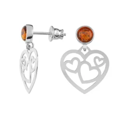 Baltischer Cognac-Bernstein-Silberohrringe