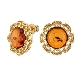 Baltischer Cognac-Bernstein-Silberohrringe