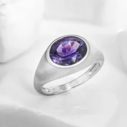 Blaubeer-Quarz-Goldring (CUSTODANA)