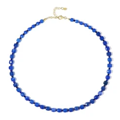 Blauer Achat-Silberhalskette