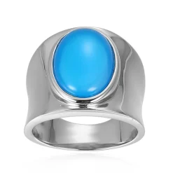 Blauer Achat-Silberring