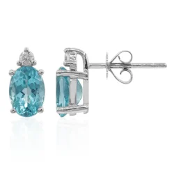 Blauer Apatit-Goldohrringe