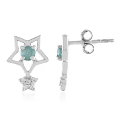 Blauer Apatit-Silberohrringe