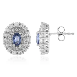 Blauer Ceylon-Saphir-Silberohrringe