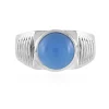 Blauer Chalzedon-Herren-Silberring