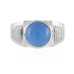 Blauer Chalzedon-Herren-Silberring