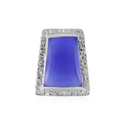 Blauer Chalzedon-Silberanhänger