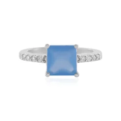 Blauer Chalzedon-Silberring