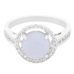 Blauer Chalzedon-Silberring