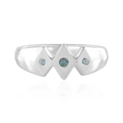 Blauer I2 Brillant-Silberring