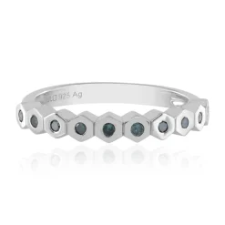 Blauer I3 Diamant-Silberring