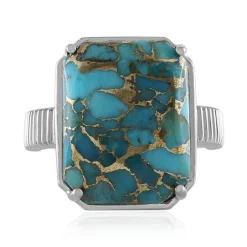 Blauer Mohave-Kupfer-Türkis-Silberring (Faszination Türkis)