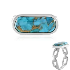 Blauer Mohave-Kupfer-Türkis-Silberring (Faszination Türkis)