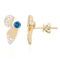 Blauer SI2 Brillant-Goldohrringe (de Melo)