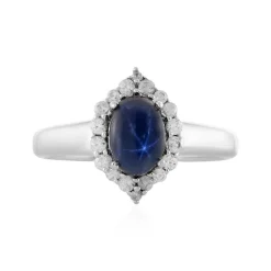 Blauer Stern-Saphir-Silberring