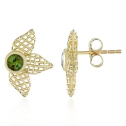 Brasilianischer Grüner Turmalin-Goldohrringe (Ornaments by de Melo)
