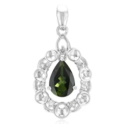 Brasilianischer Grüner Turmalin-Silberanhänger
