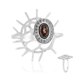 Champagner-Zirkon-Silberring