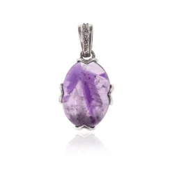 Chevron-Amethyst-Silberanhänger