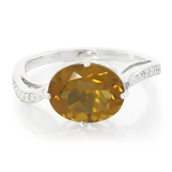 Cognac-Quarz-Silberring