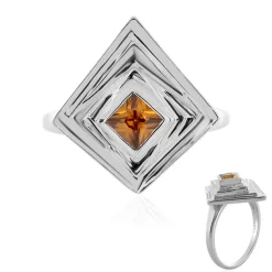 Cognac-Zirkon-Silberring