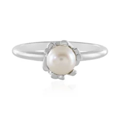 Cremefarbene Süßwasserzuchtperlen-Silberring