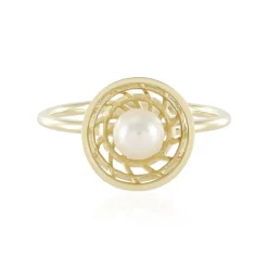 Cremefarbene Süßwasserzuchtperlen-Goldring (Ornaments by de Melo)