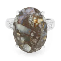 Dinosaurier-Quarz-Silberring