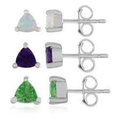 Edelstein-Silberohrringe