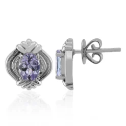 Fliederfarbener Tansanit-Silberohrringe (Pallanova)