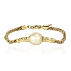 Goldene Kabira-Südseeperlen-Silberarmband (TPC)