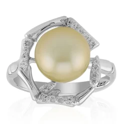 Goldene Kabira-Südseeperlen-Silberring (TPC)