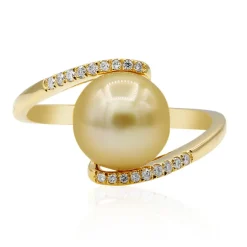 Goldene Süßwasserzuchtperlen-Goldring (CIRARI)