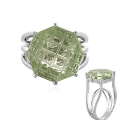 Grüner Amethyst-Silberring