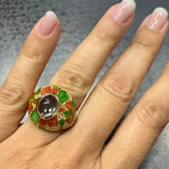 Grüner Amethyst-Silberring (Adela Silber)