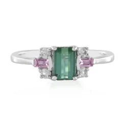 Grüner Benedito-Turmalin-Silberring(Adela Silber)