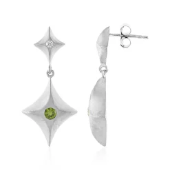 Grüner Ceylon-Zirkon-Silberohrringe