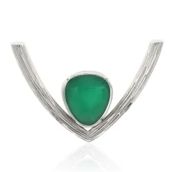 Grüner Chalzedon-Silberanhänger