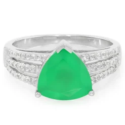 Grüner Chalzedon-Silberring