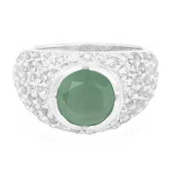 Grüner Chalzedon-Silberring